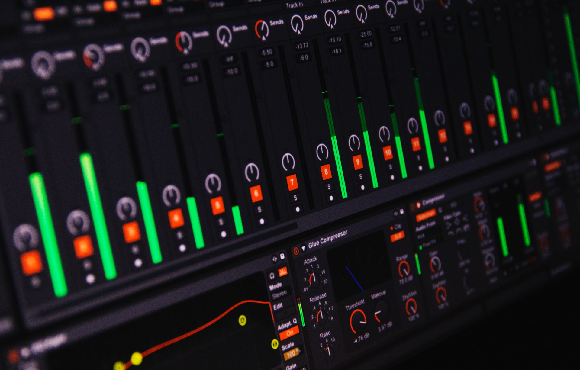Image of a mixer used for adjusting sound levels.